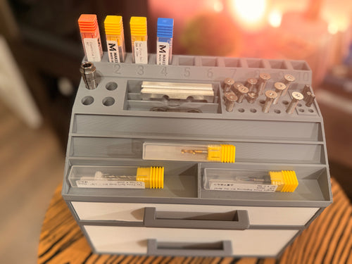 Compact CNC Bit Organizer With Double Drawers